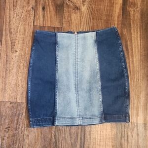 Denim Patchwork Skirt - Blue